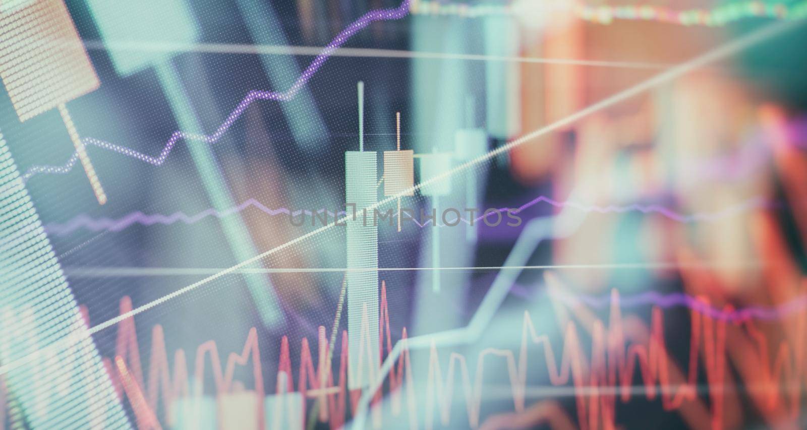 forex trading graph and candlestick chart suitable for financial investment concept. Economy trends background for business idea and all art work design. Abstract finance background. by Maximusnd
