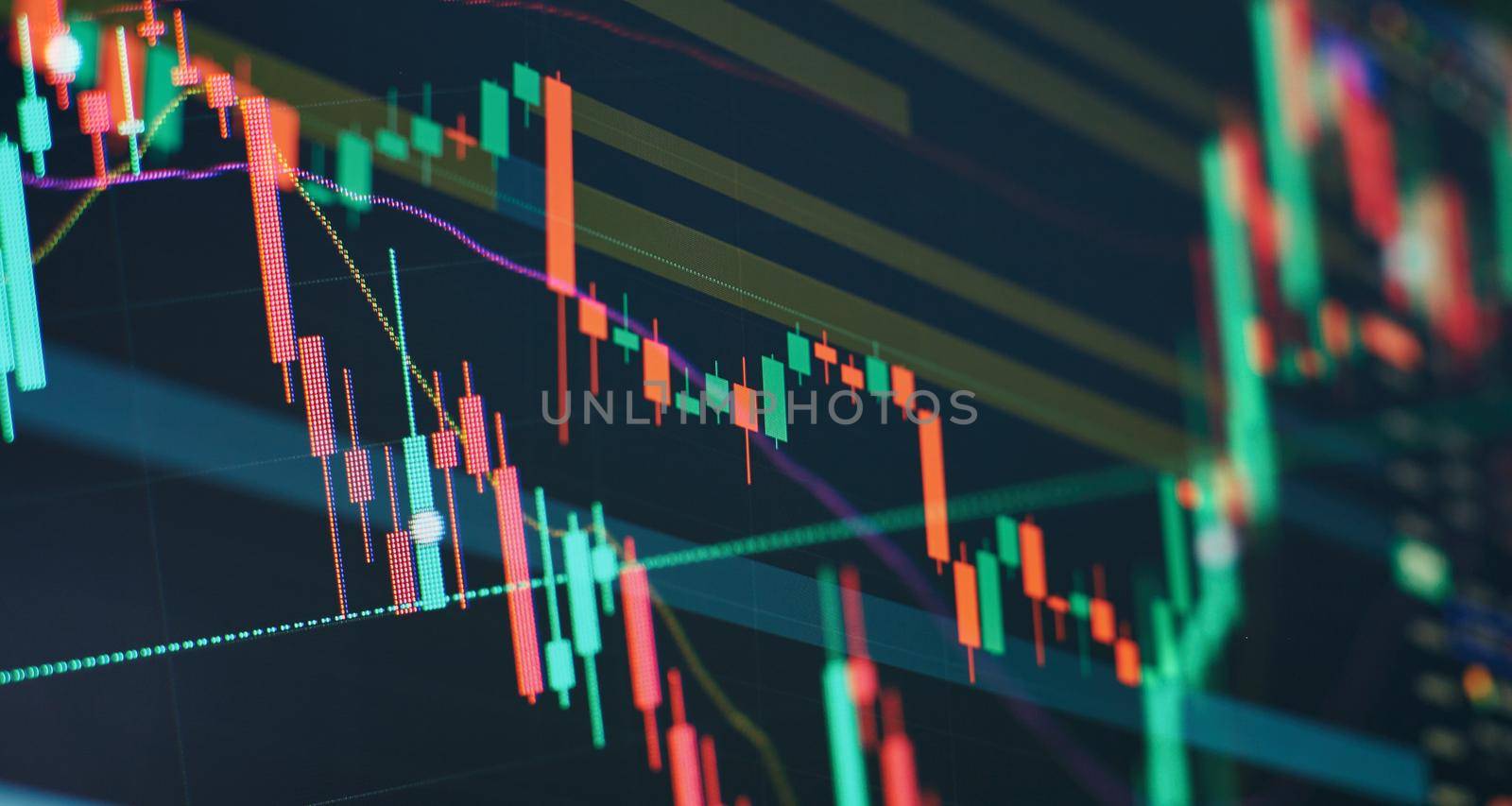 forex trading graph and candlestick chart suitable for financial investment concept. Economy trends background for business idea and all art work design. Abstract finance background. by Maximusnd