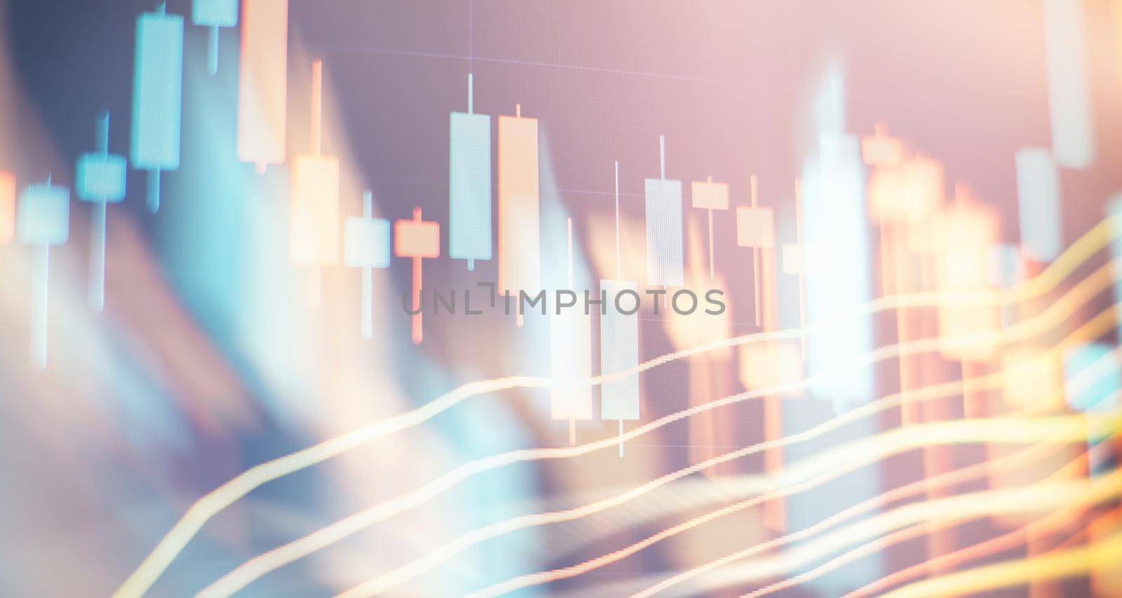 Abstract finance background. Stock market graph on led screen. Finance and investment concept. by Maximusnd