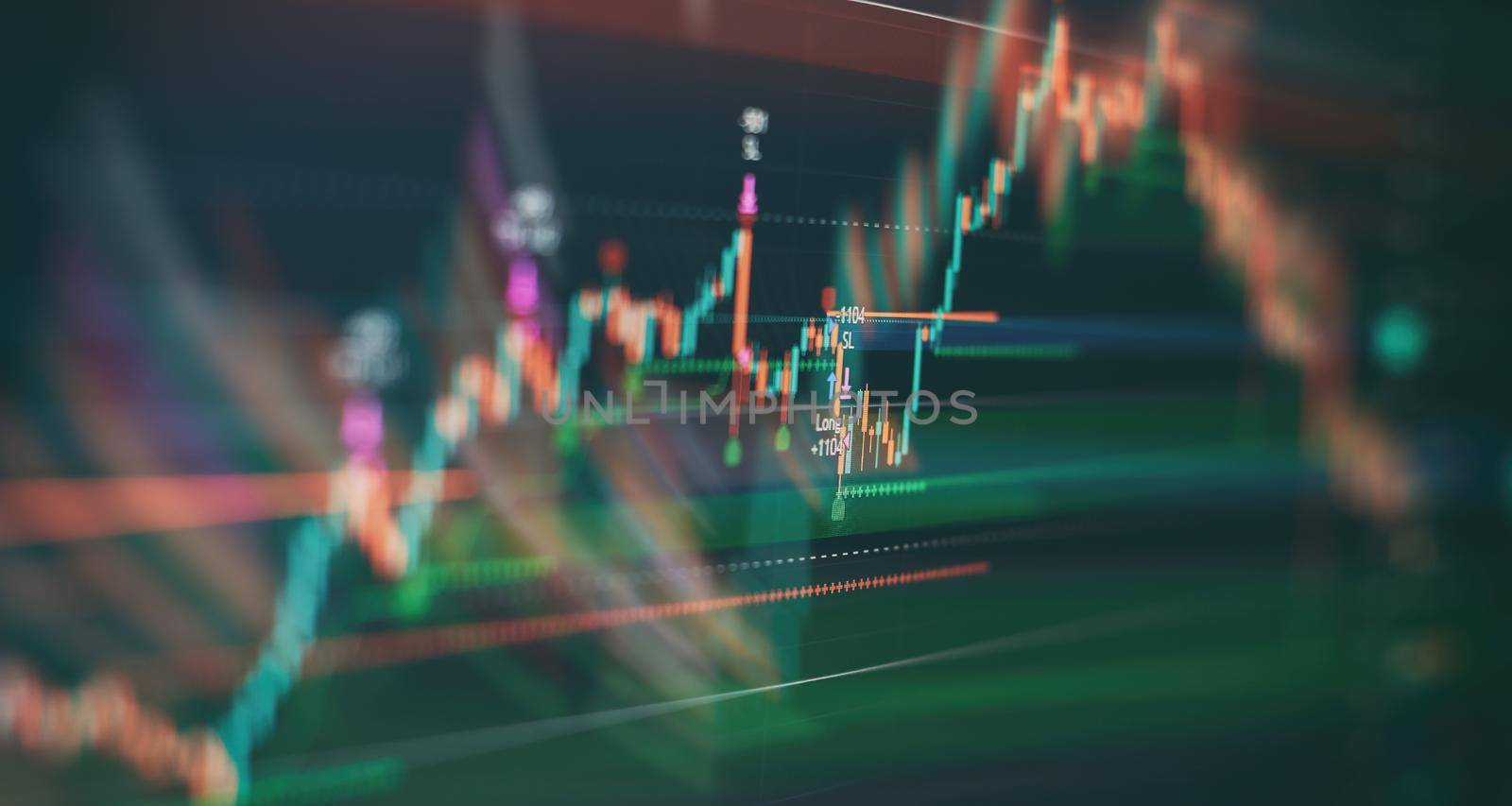 Abstract finance background. Stock market graph on led screen. Finance and investment concept. by Maximusnd