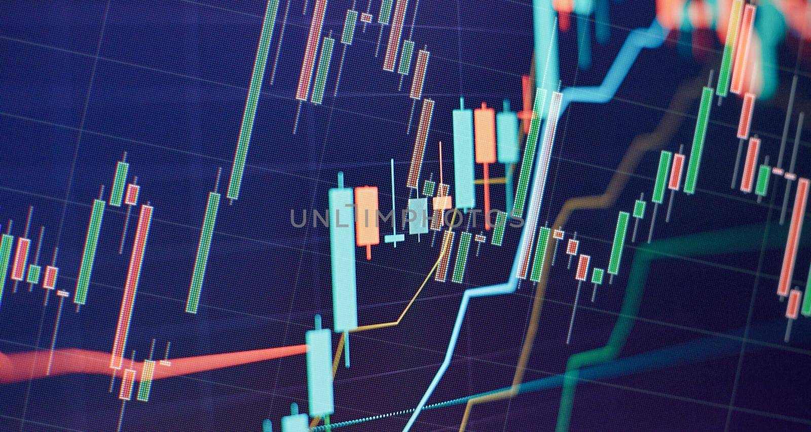 forex trading graph and candlestick chart suitable for financial investment concept. Economy trends background for business idea and all art work design. Abstract finance background. by Maximusnd