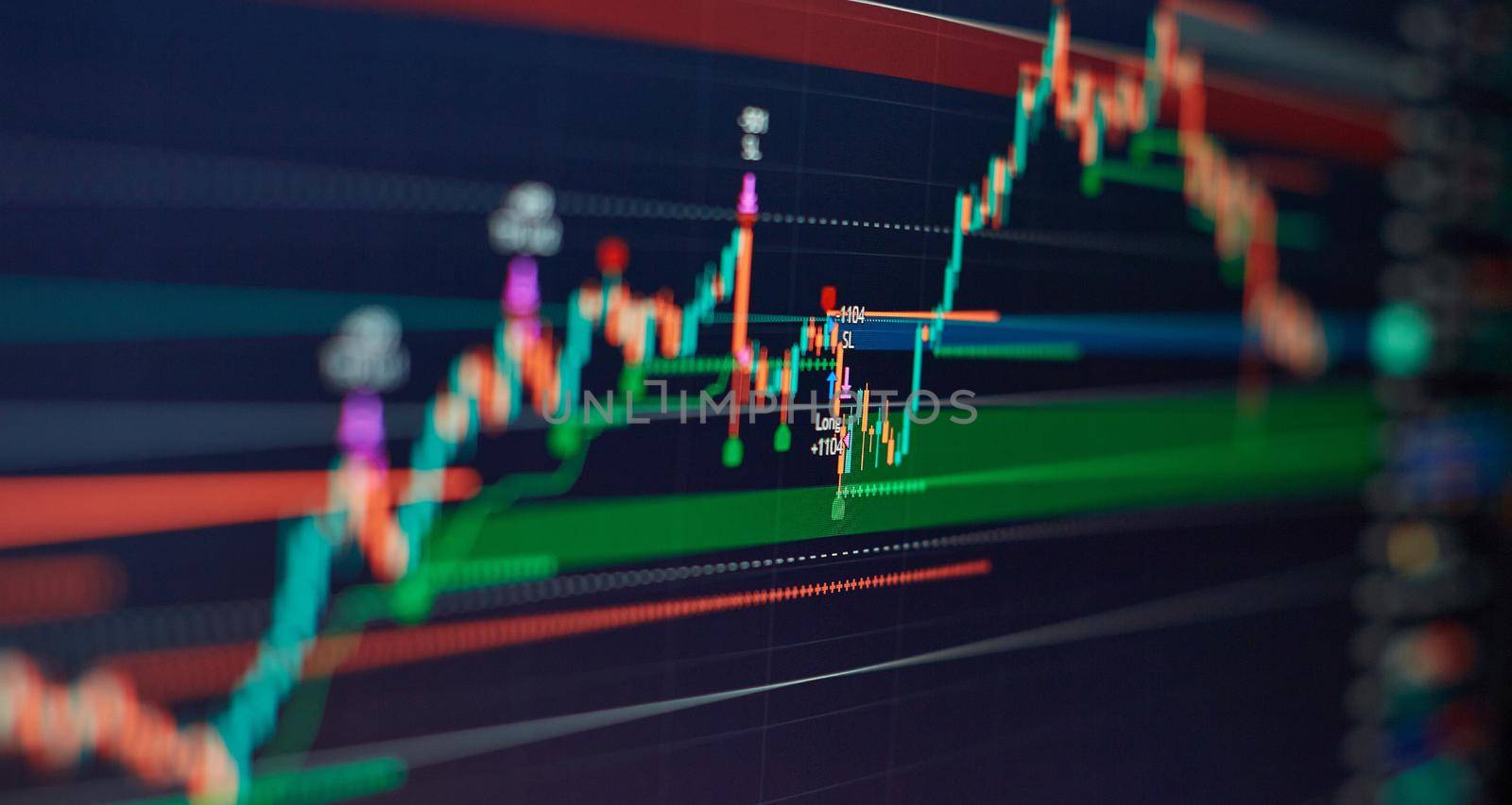 Abstract finance background. Stock market graph on led screen. Finance and investment concept. by Maximusnd