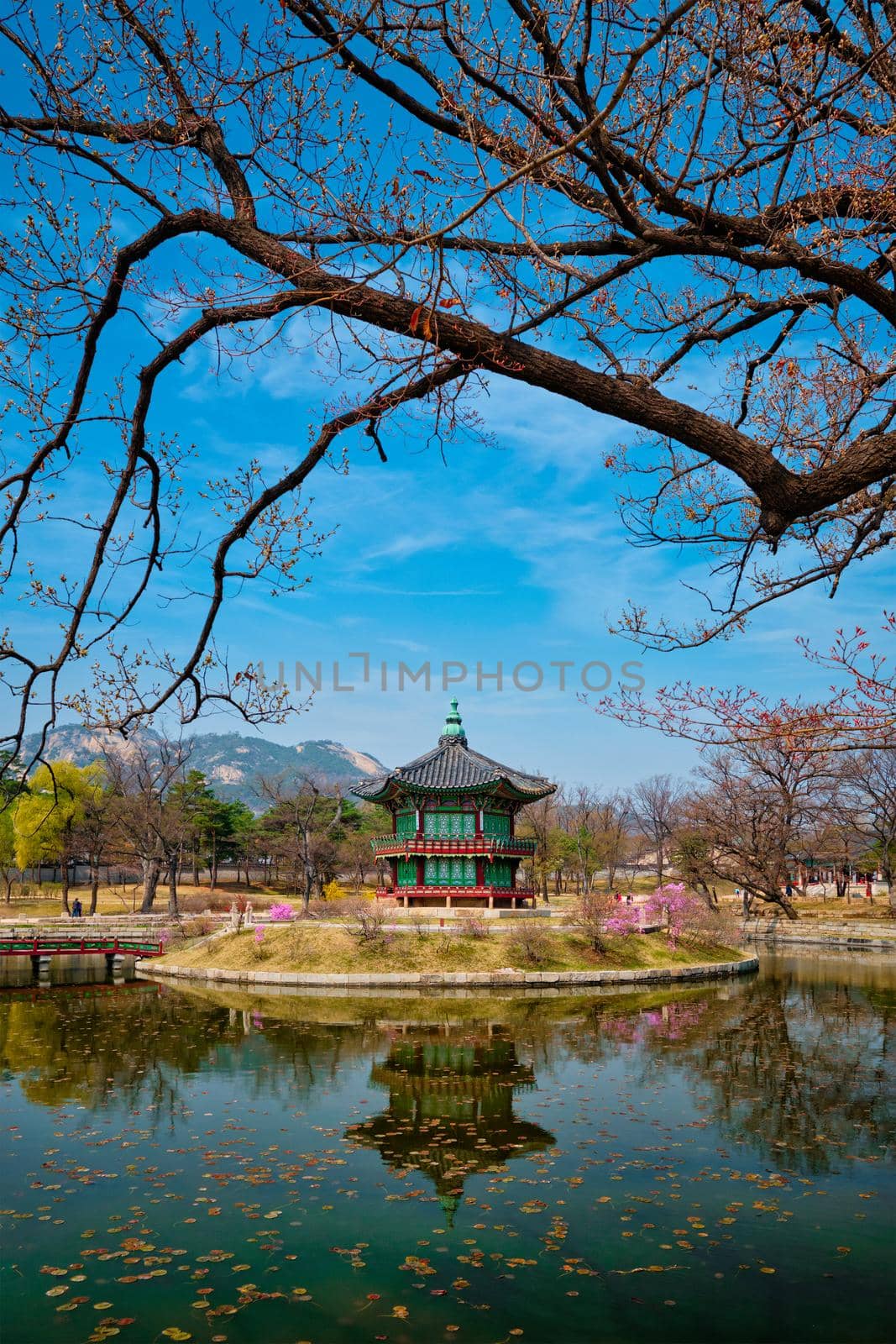 Hyangwonjeong Pavilion in Gyeongbokgung Palace, Seoul, South Korea