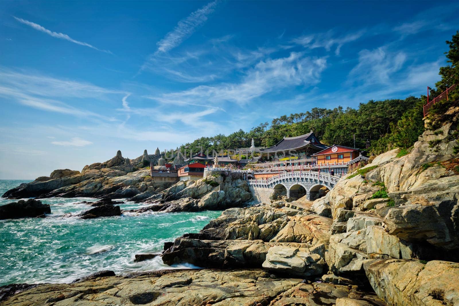 Haedong Yonggungsa Temple on sea shore. Busan, South Korea