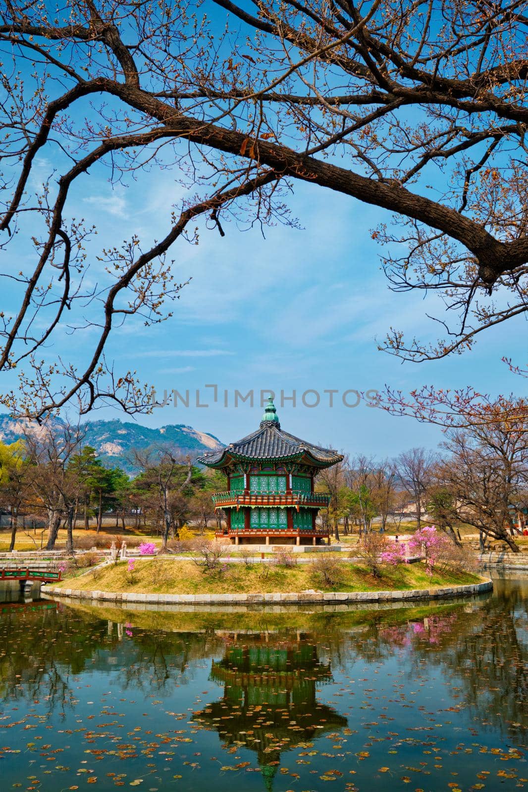 Hyangwonjeong Pavilion in Gyeongbokgung Palace, Seoul, South Korea