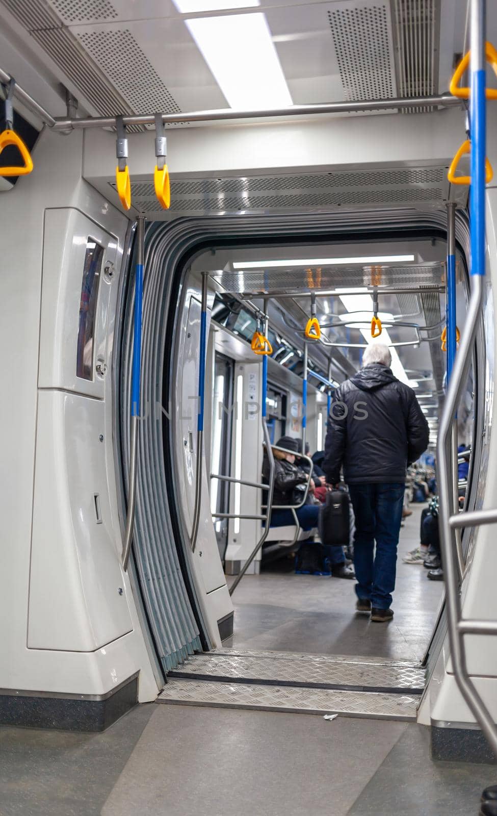 Perspective up view of subway car. Moscow metro. by AnatoliiFoto