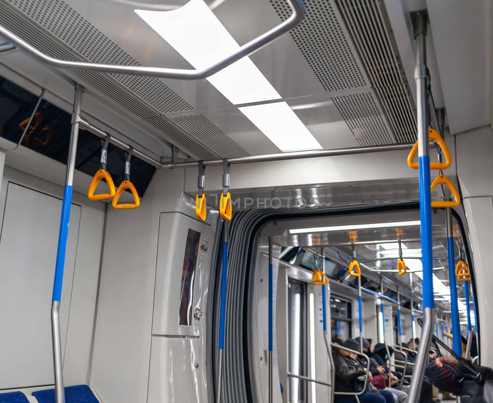 Perspective up view of subway car. Moscow metro. by AnatoliiFoto