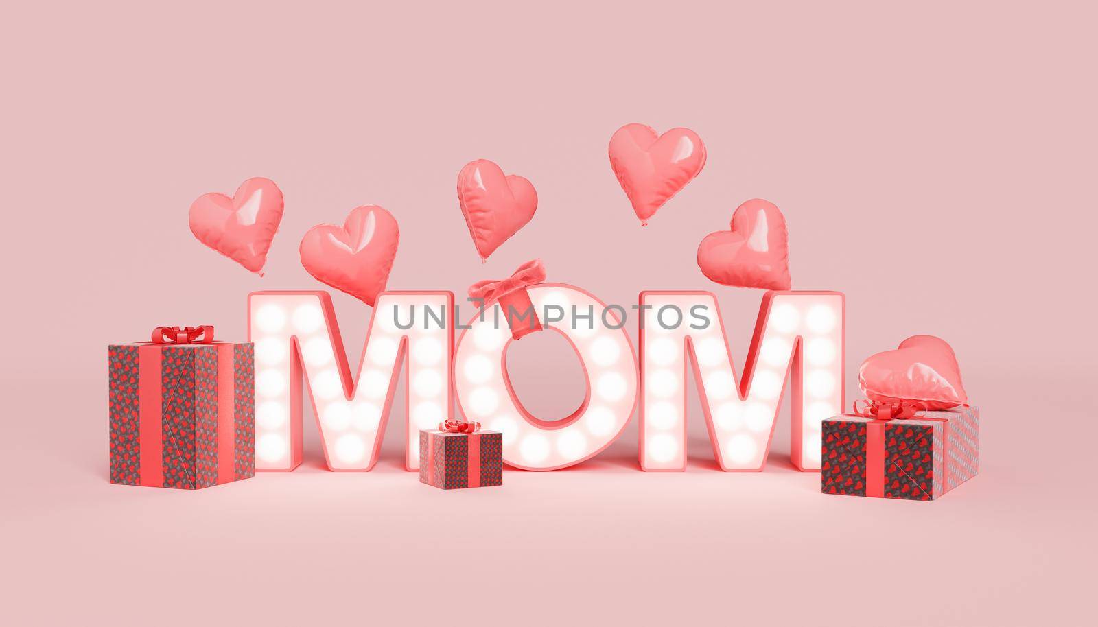 Light up Mom sign with balloons by asolano