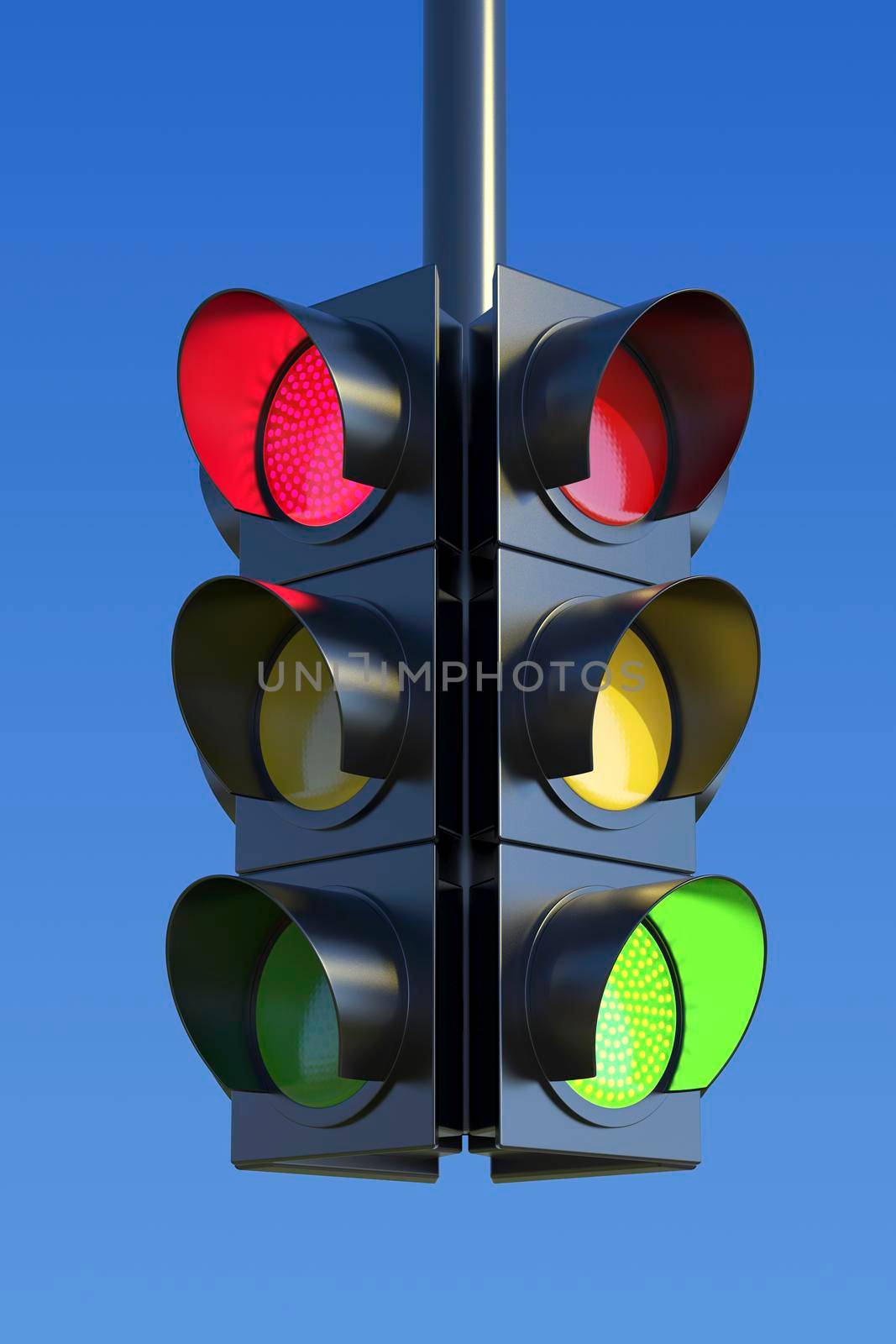 Traffic lights with sky background