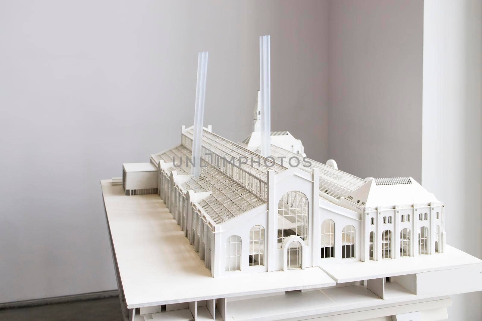 Moscow, Russia - 12 April 2022, Plastic Model Ges2 also known as MGES-2 and Tramvaynaya is a decommissioned power station on the Bolotnaya Embankment.