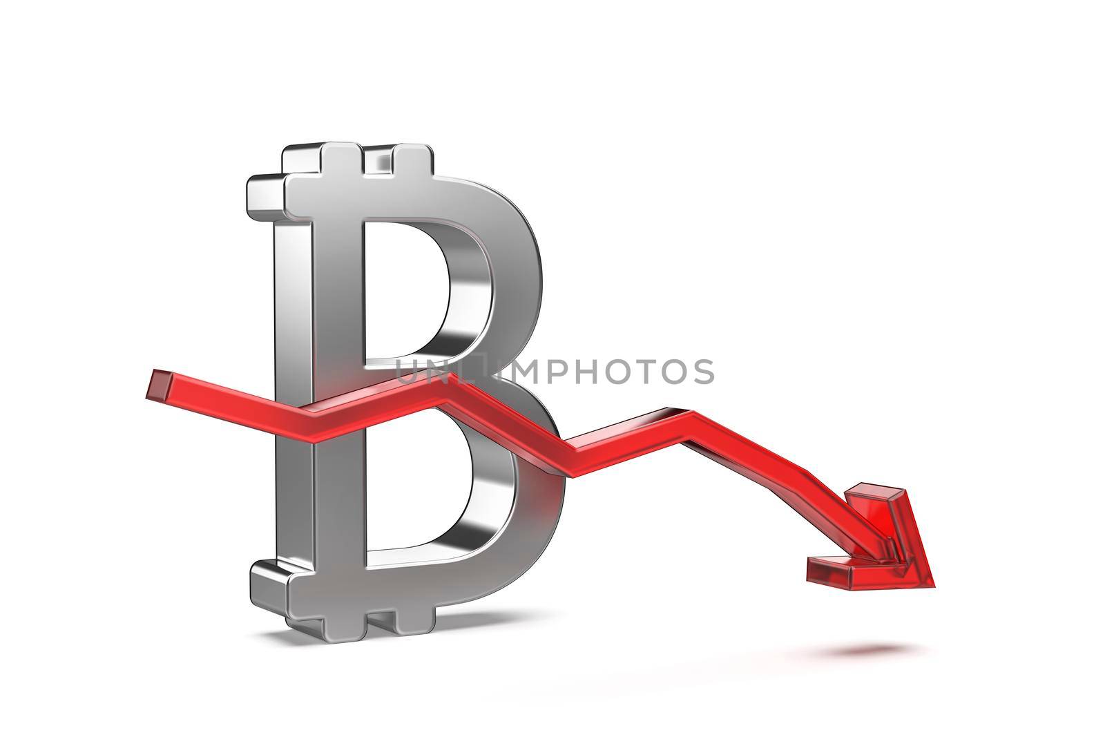 Bitcoin symbol with red arrow pointing down
 by magraphics