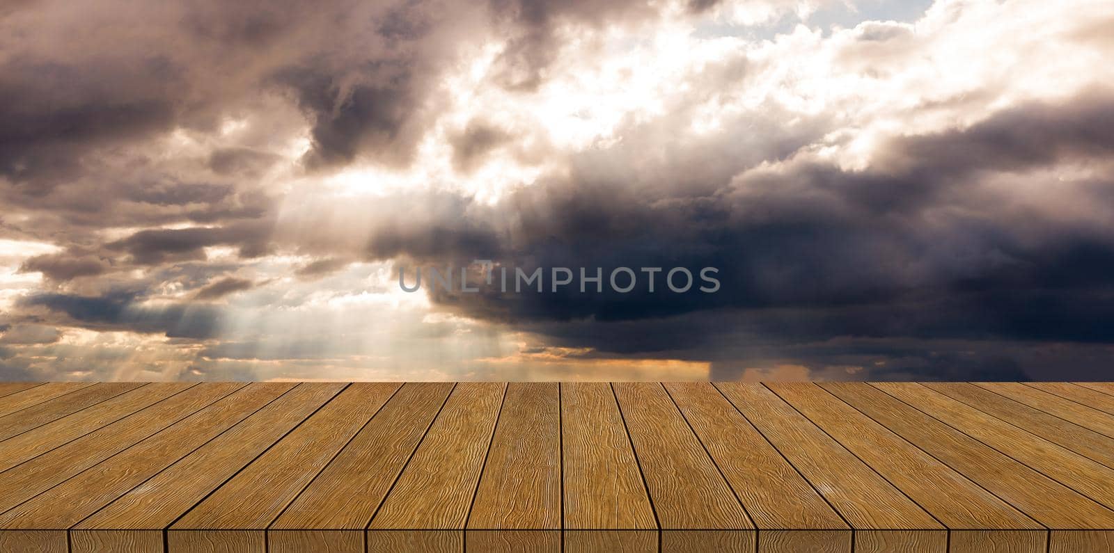 blurred nature sunset sky backdrop wall with old vintage grungy beige brown wood line backgrounds textures tabletop: rustic aged tiles wooden with blur backdrop