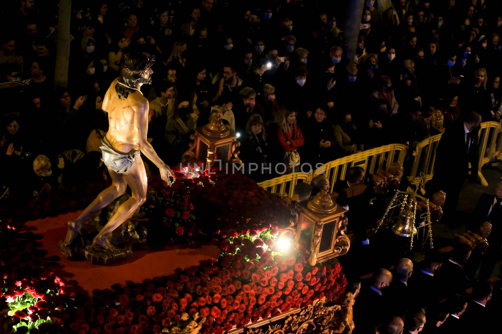 Elche, Spain- April 13, 2022: Procession of the Brotherhood Cristo del Perdon in Elche. Easter Parade.
