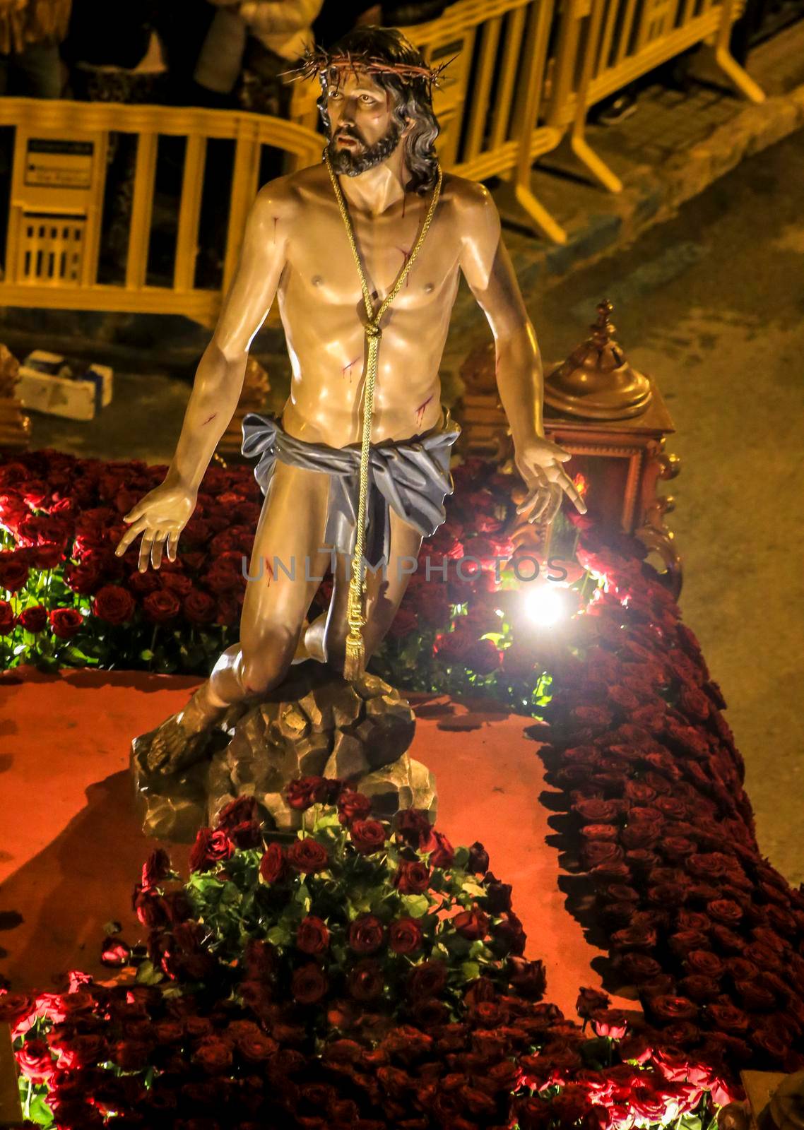 Elche, Spain- April 13, 2022: Procession of the Brotherhood Cristo del Perdon in Elche. Easter Parade.