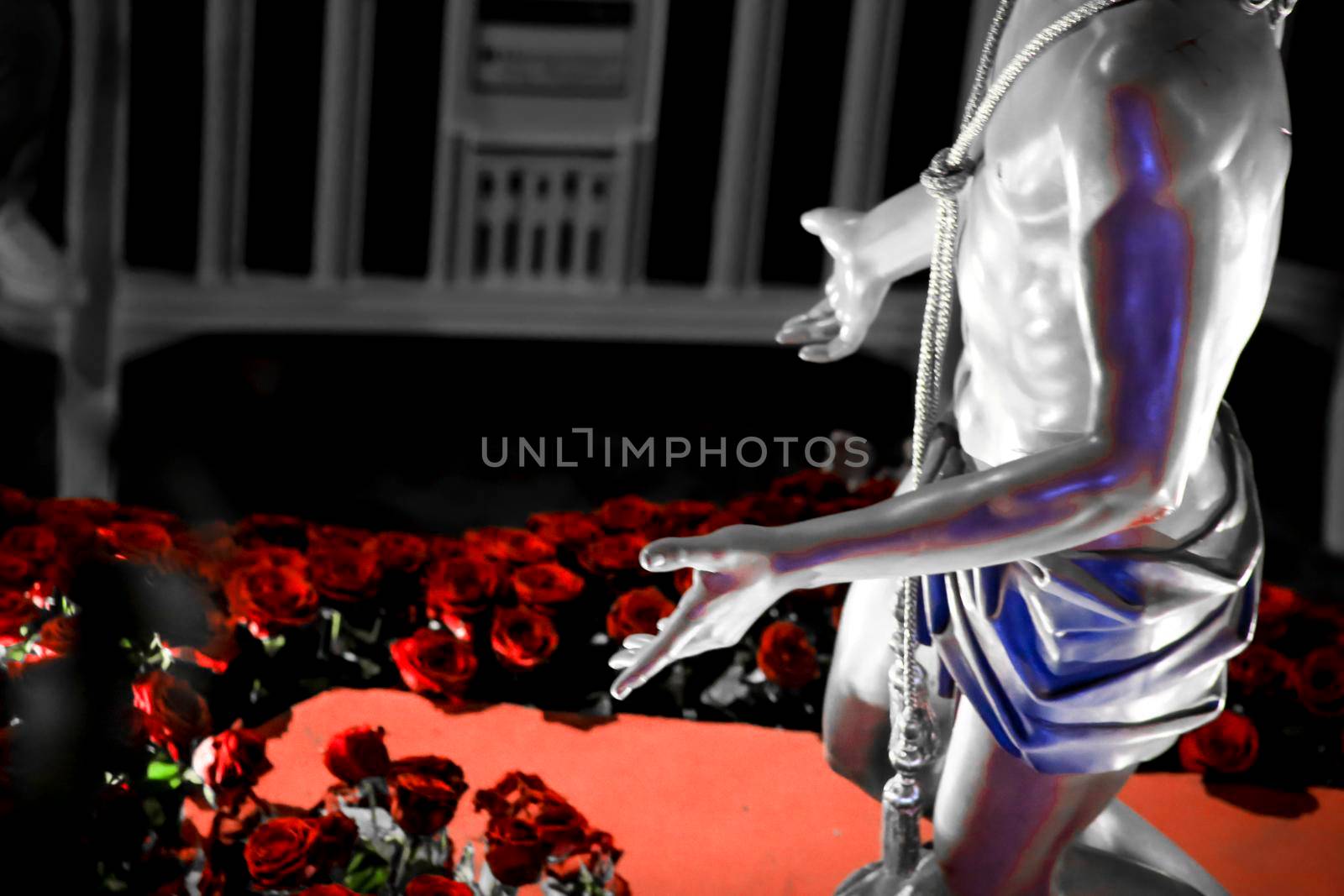 Elche, Spain- April 13, 2022: Procession of the Brotherhood Cristo del Perdon in Elche. Easter Parade.