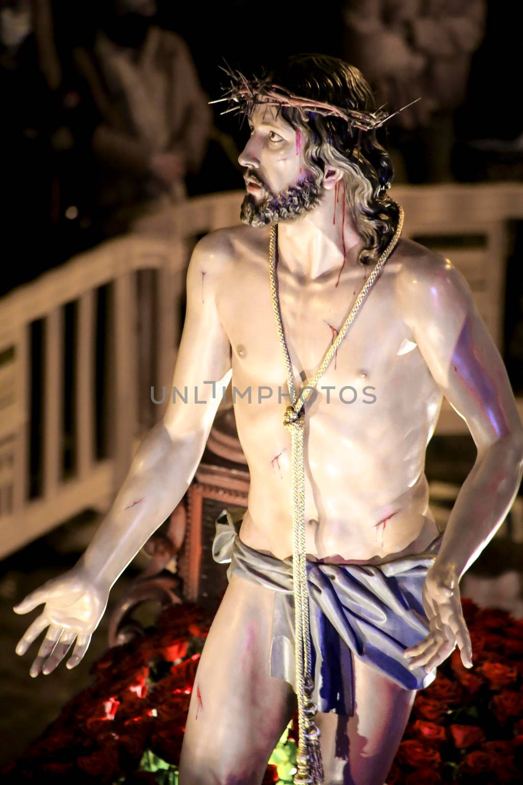 Elche, Spain- April 13, 2022: Procession of the Brotherhood Cristo del Perdon in Elche. Easter Parade.