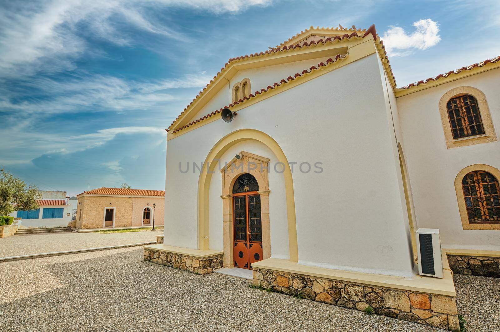 Taxiarchis church on Aegina island in a summer day in Greece