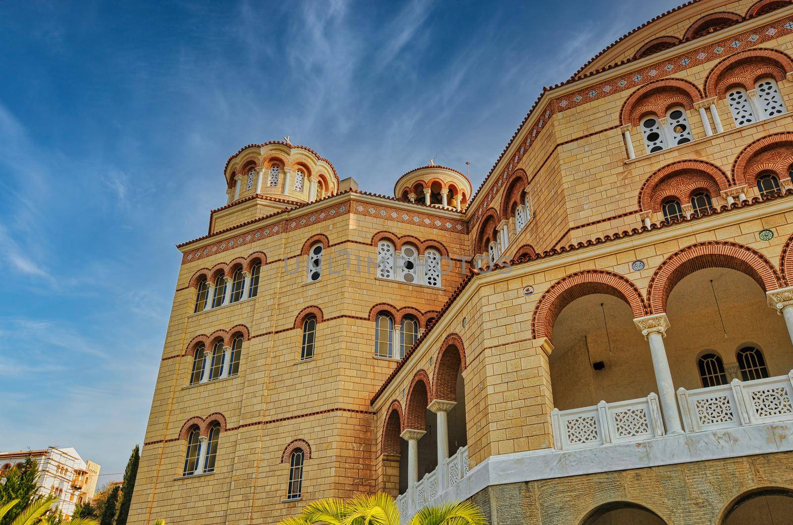 Saint Nektarios church on Aegina island in a summer day in Greece