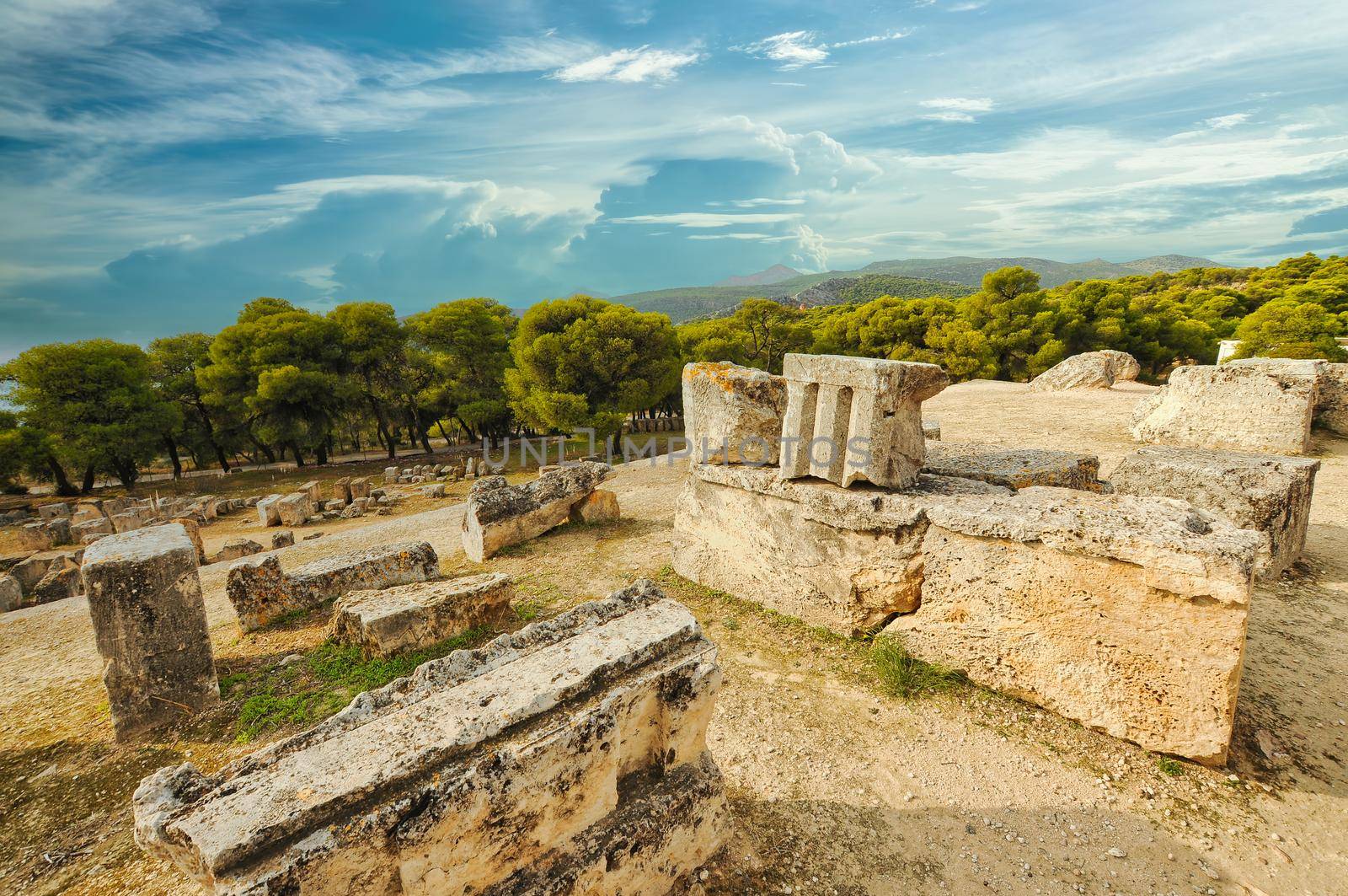 Temple of Aphaea in Aegina Island, Greece. Ancient greek architecture