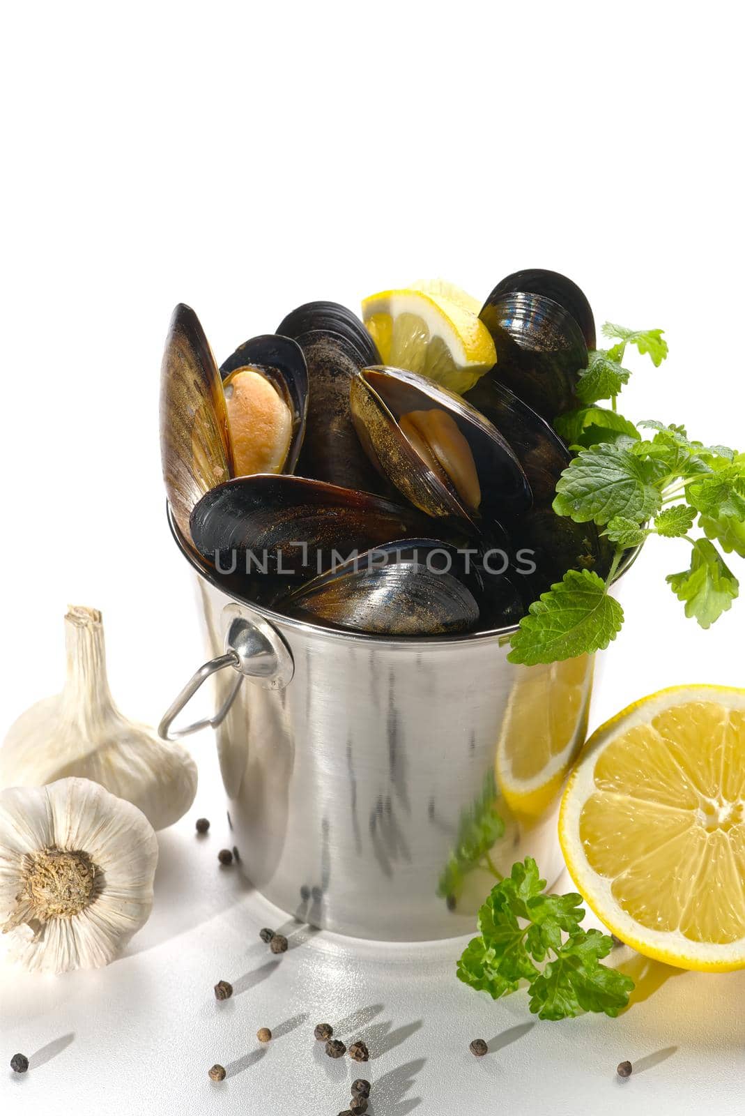 Shellfish dish. Seafood dishes. Mussels in sauce. by PhotoTime