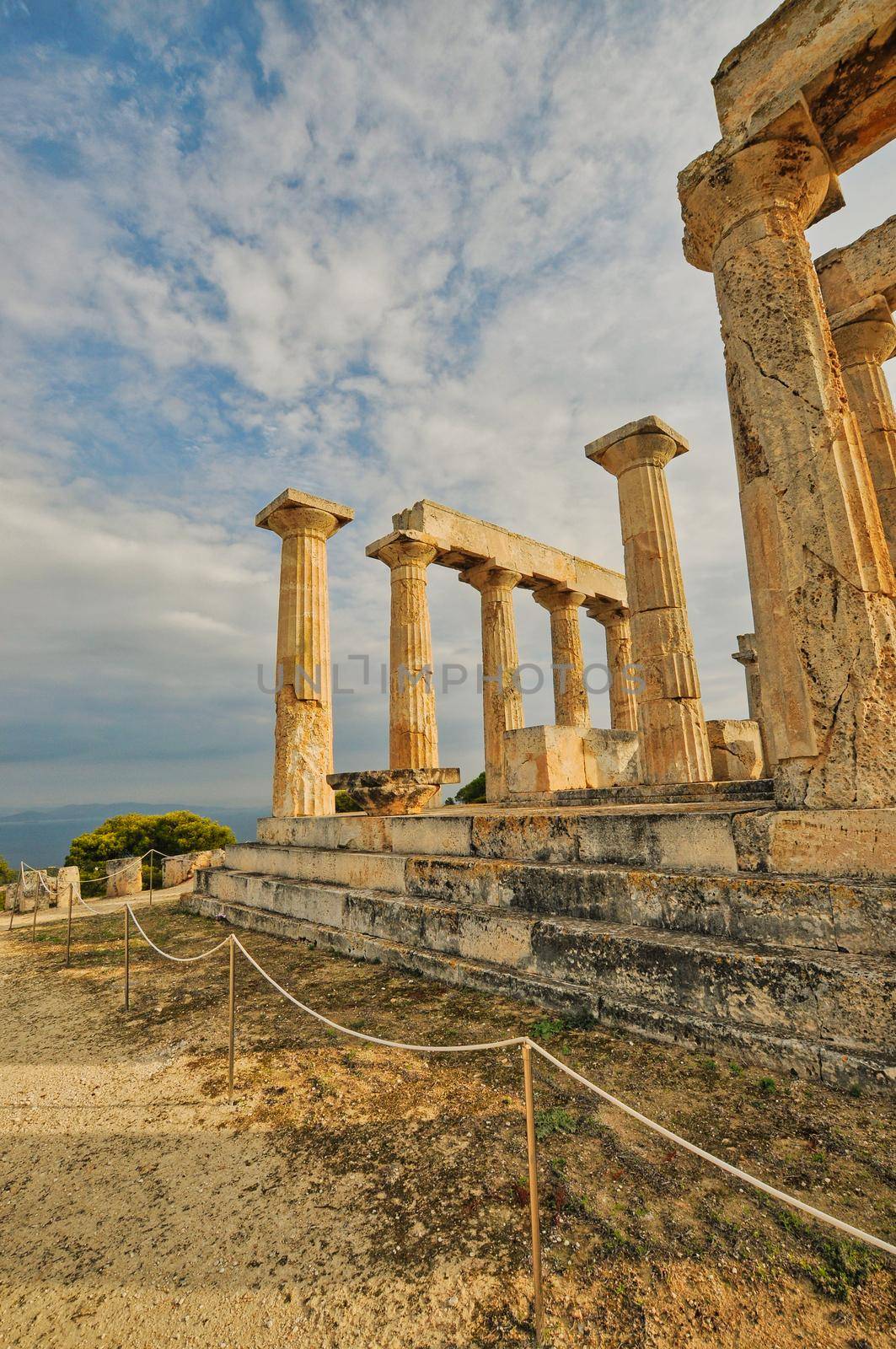 Temple of Aphaea in Aegina Island, Greece. Ancient greek architecture