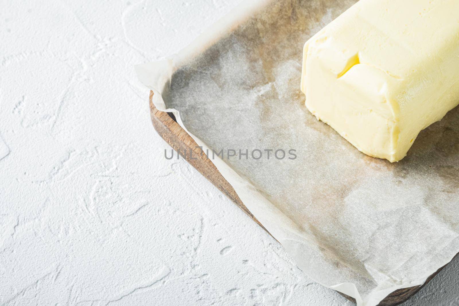 Fresh butter package, on white background with copy space for text