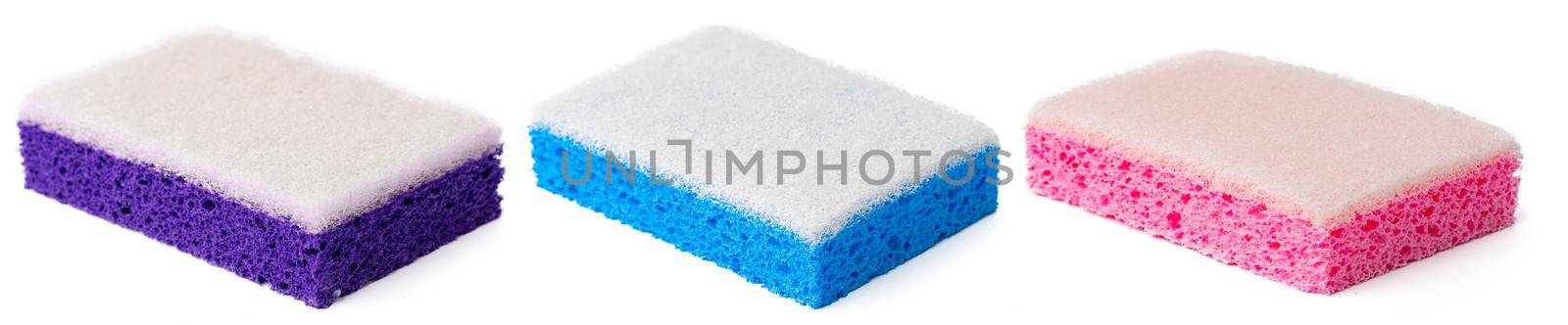 Kitchen sponge for dish washing isolated on white background. by Fabrikasimf