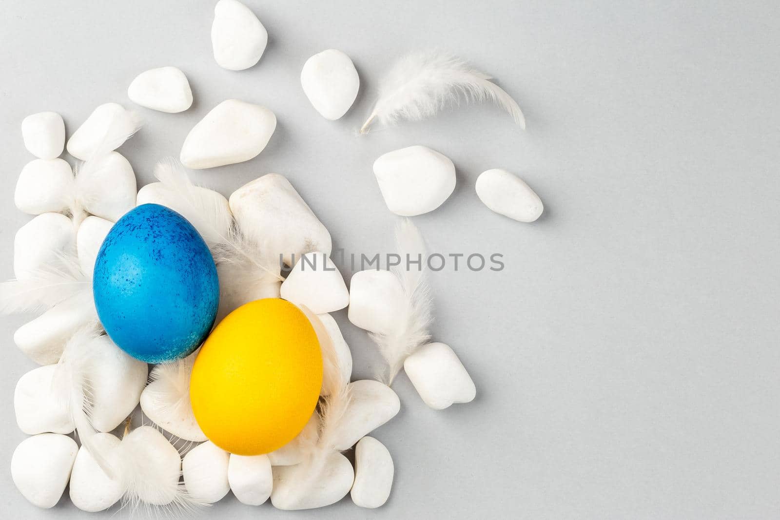 Ukrainian Easter Eggs painted Blue and Yellow  by Syvanych