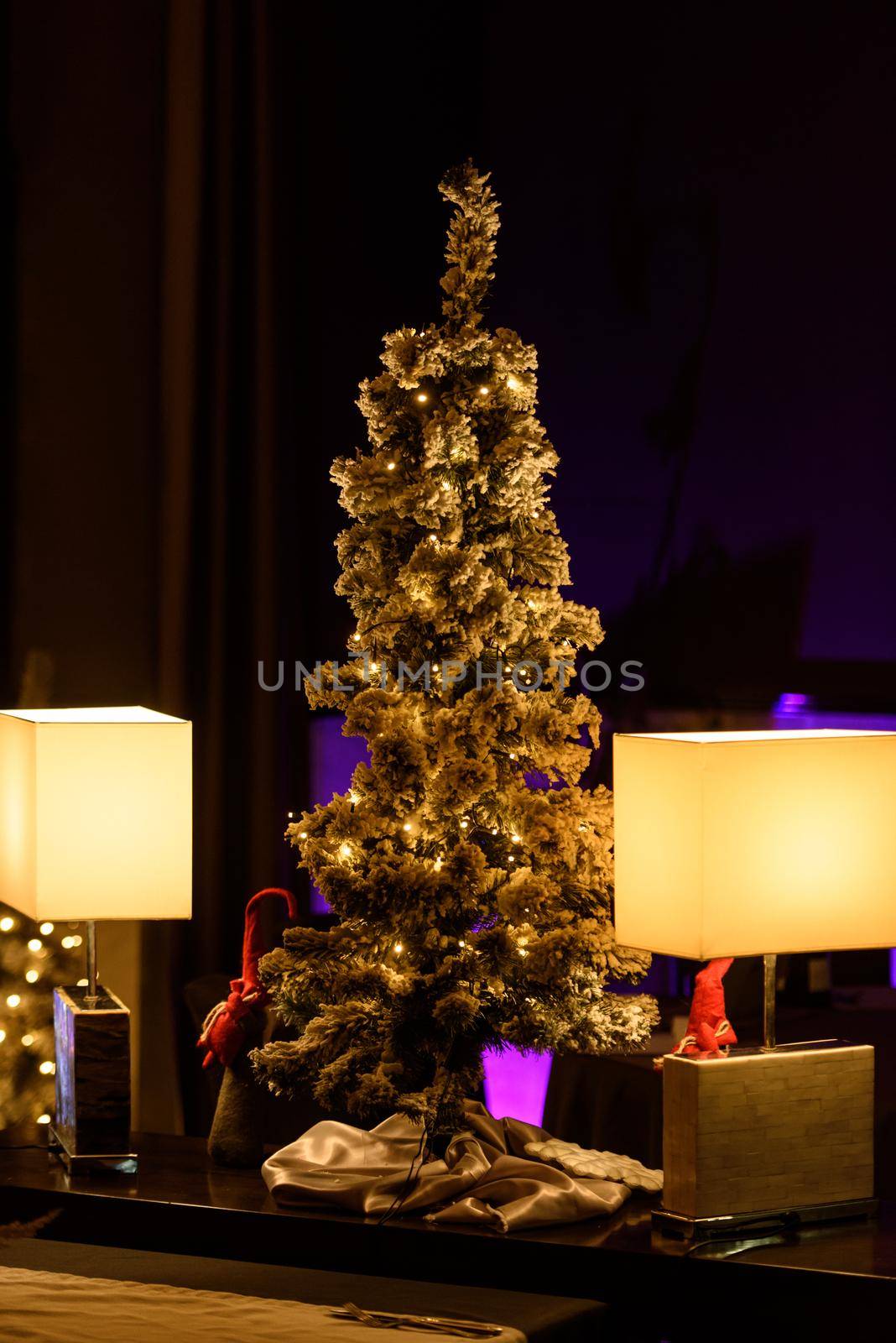 Christmas decoration in a restaurant. yellow lamps by Ashtray25