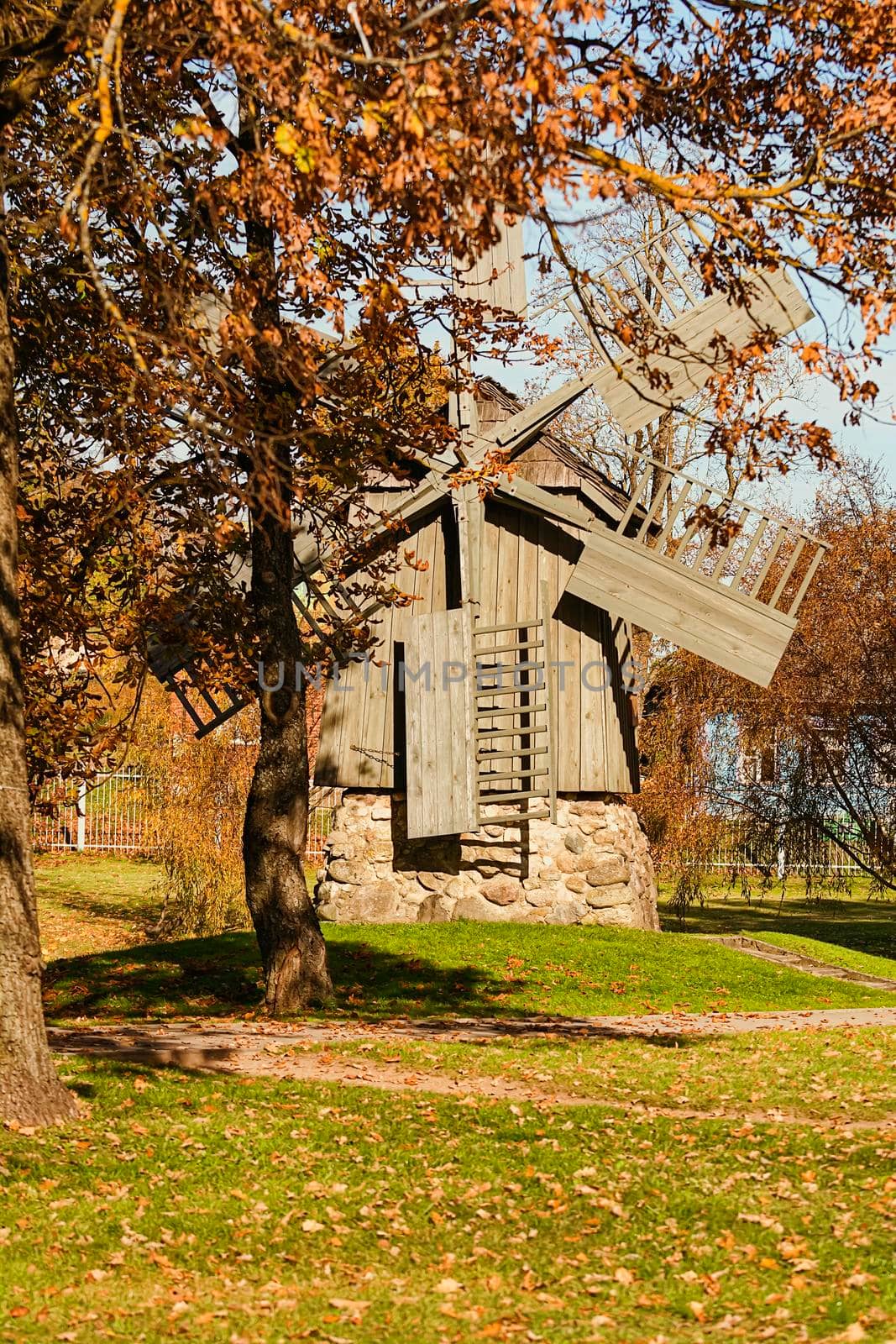 Old wooden windmill in Ludza. Latvia