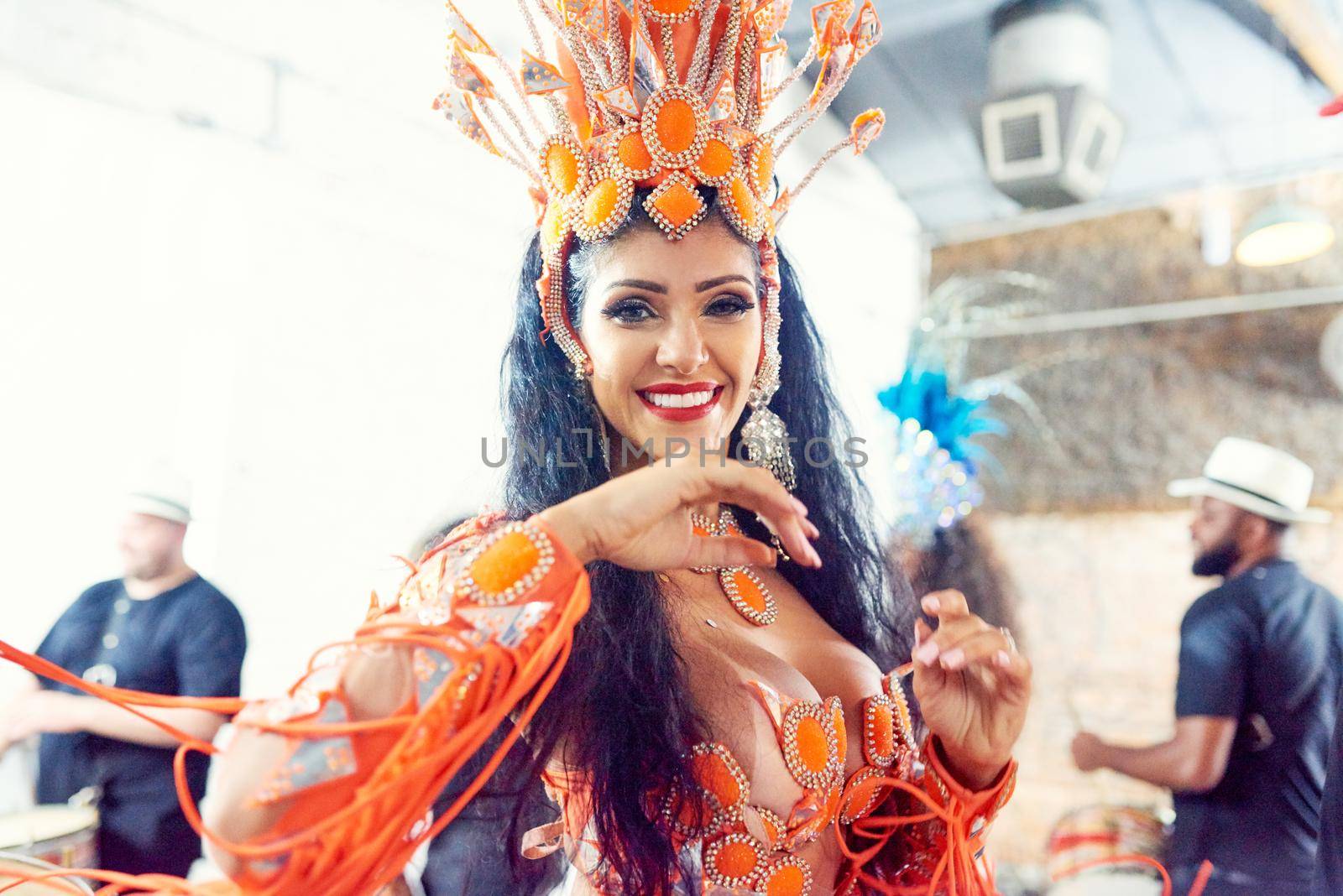 Shot of a beautiful samba dancer performing at a carnival.