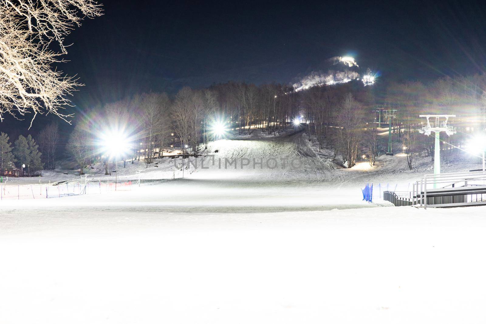 Night view of ski roads in Bakuriani by Elet