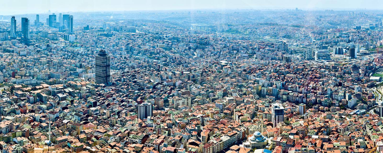 View of the roofs of Istanbul. Retro style. Shooting through glass. by sarymsakov