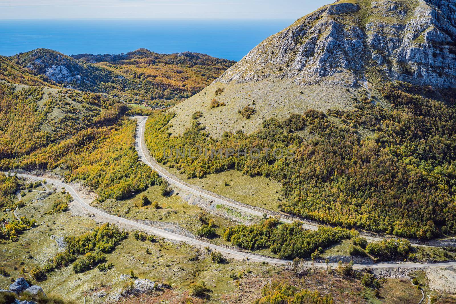 Summer mountain landscape at national park Lovcen, Montenegro. Sunny summer day.