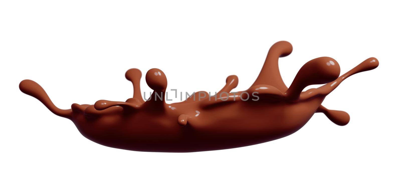 Chocolate splash isolated on white background 3D render by Myimagine