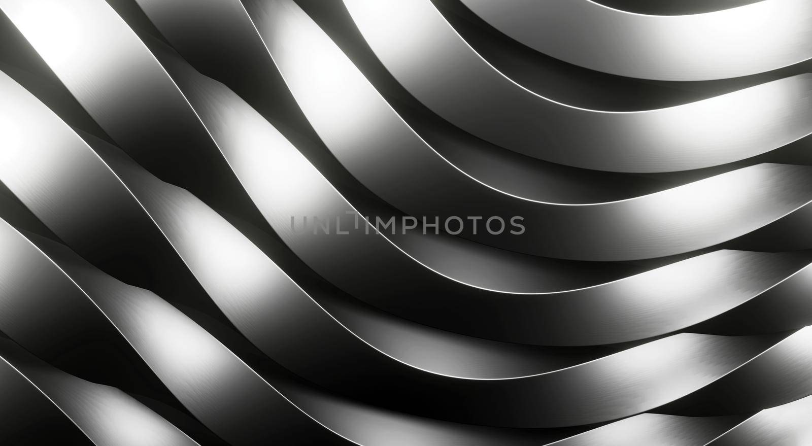 Silver metal wave background 3D render by Myimagine