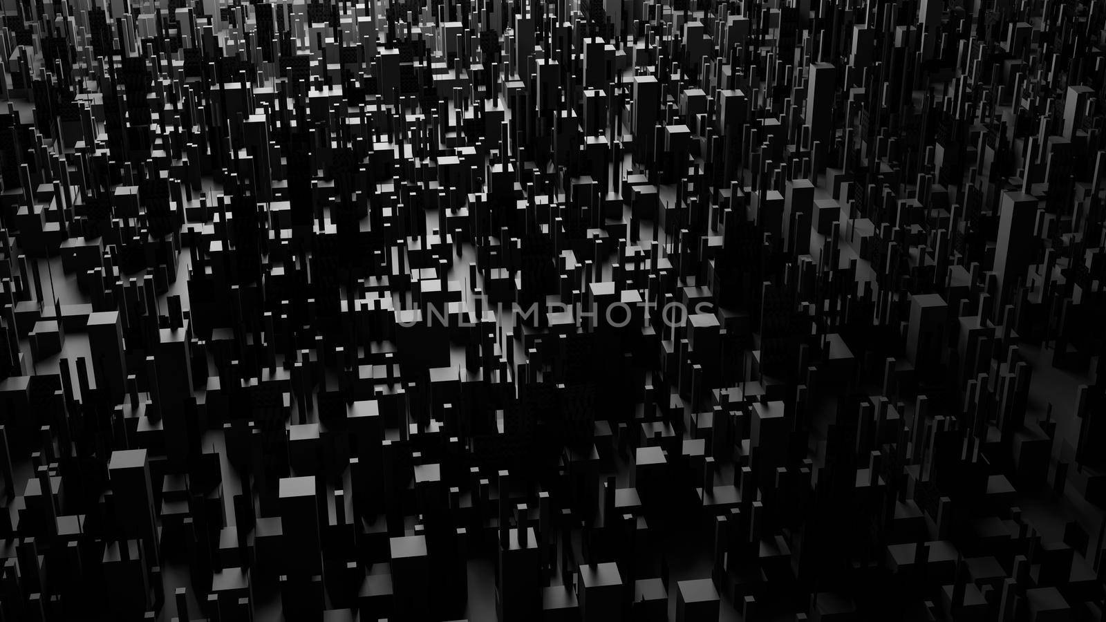 Abstract black city texture background 3D render