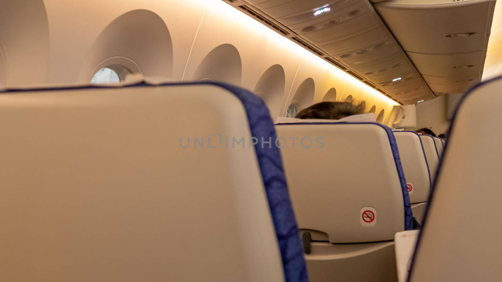 Interior of airplane cabin by imagesbykenny