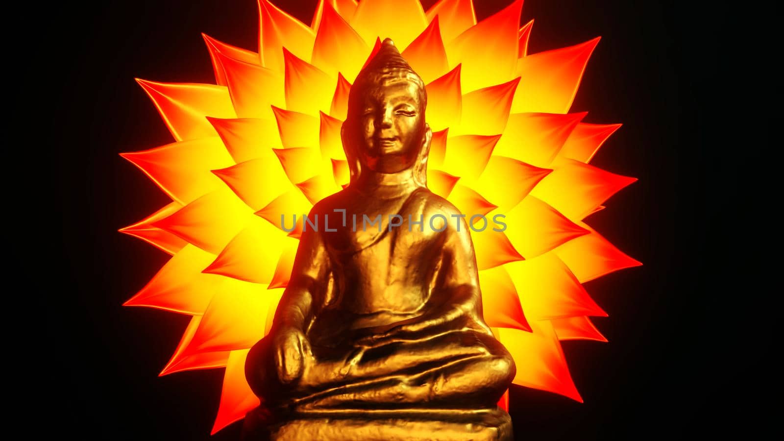 Buddha statue water lotus Buddha standing on dark background