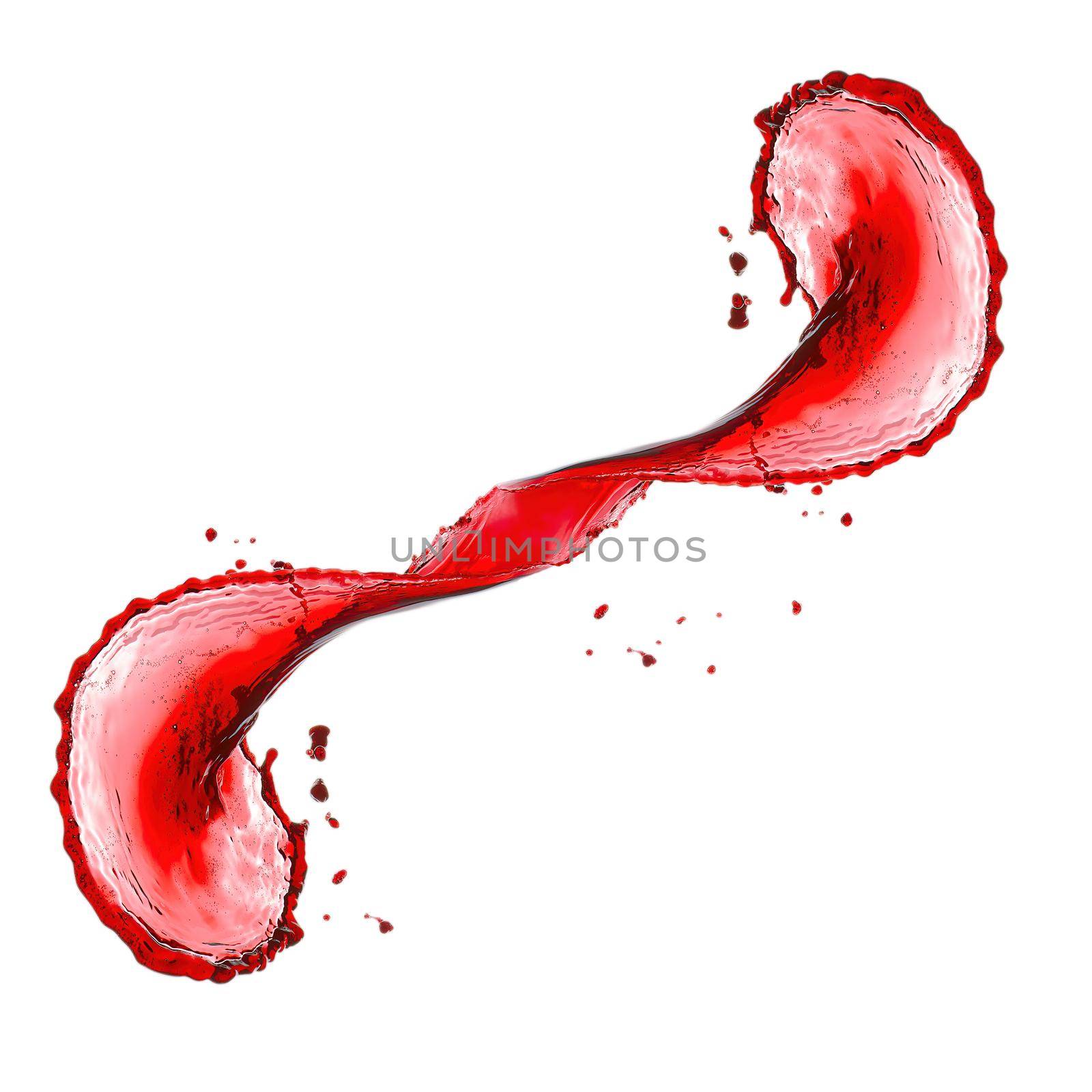 Isolated Red wine splash on white background.