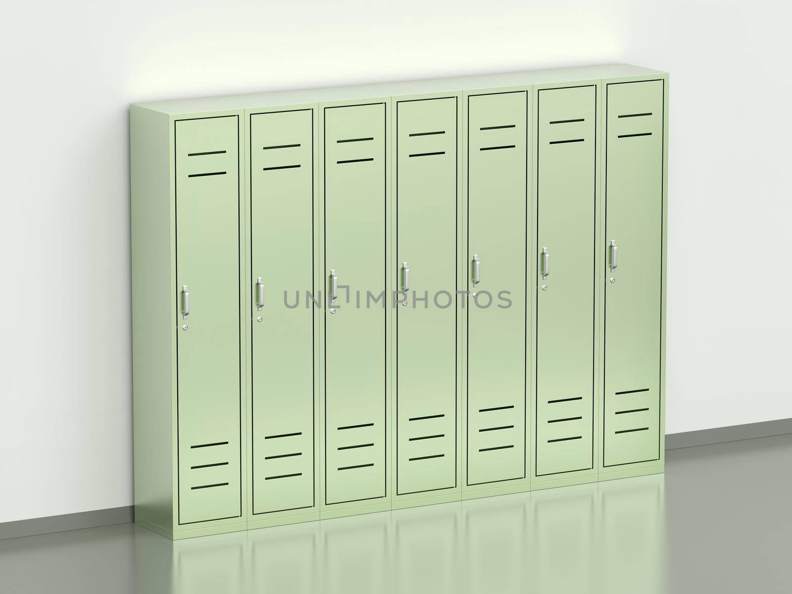 Row with metal lockers in the room