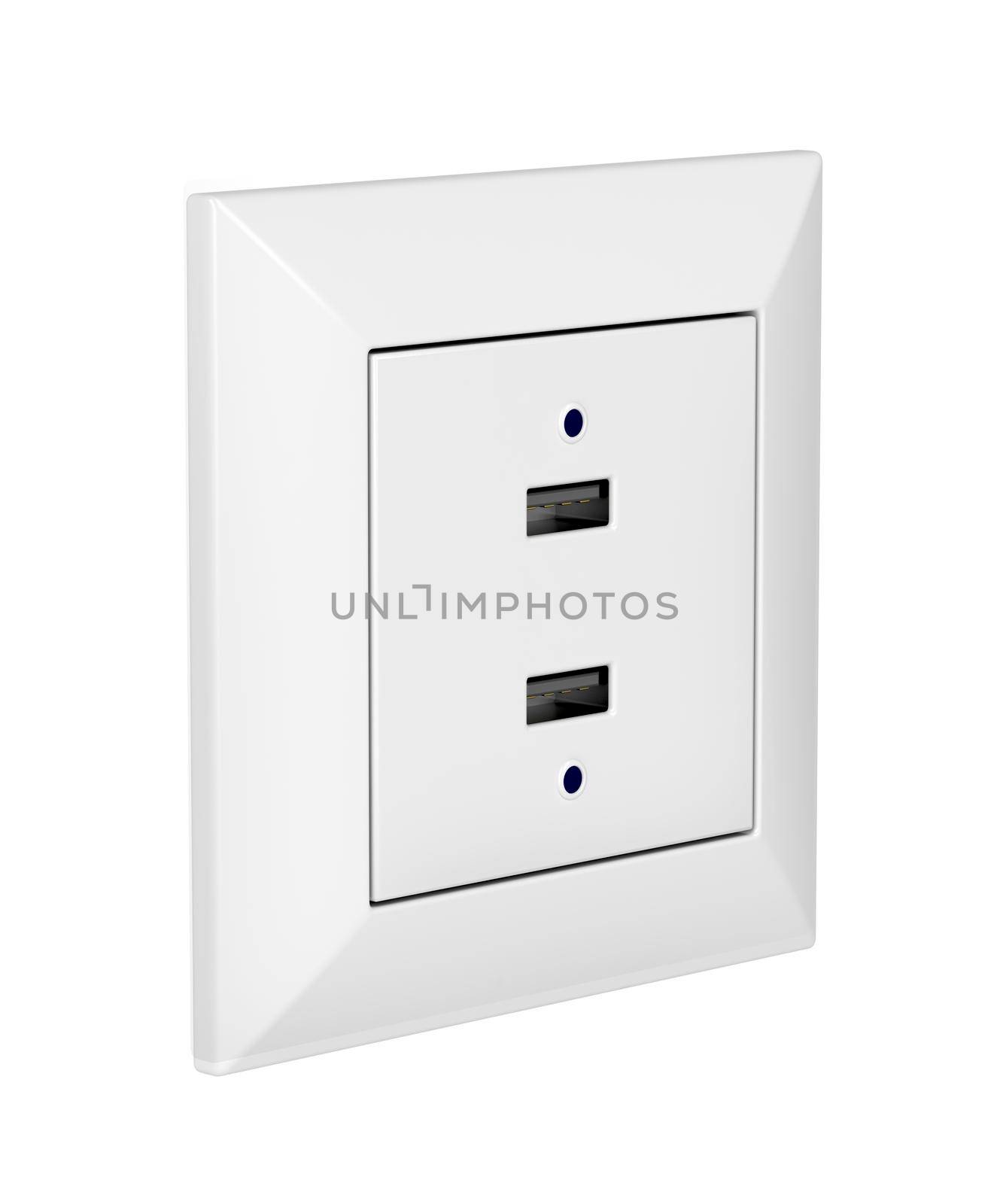 White wall socket with USB charging ports by magraphics