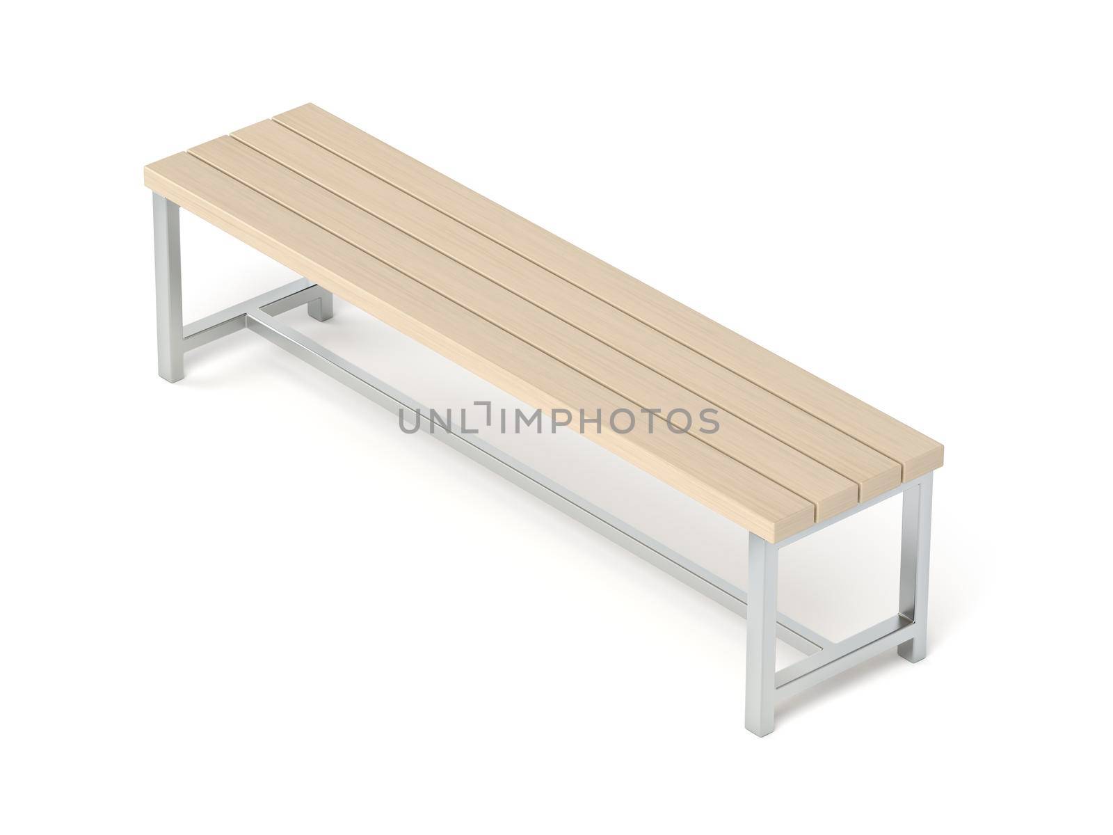 Wood bench on white background