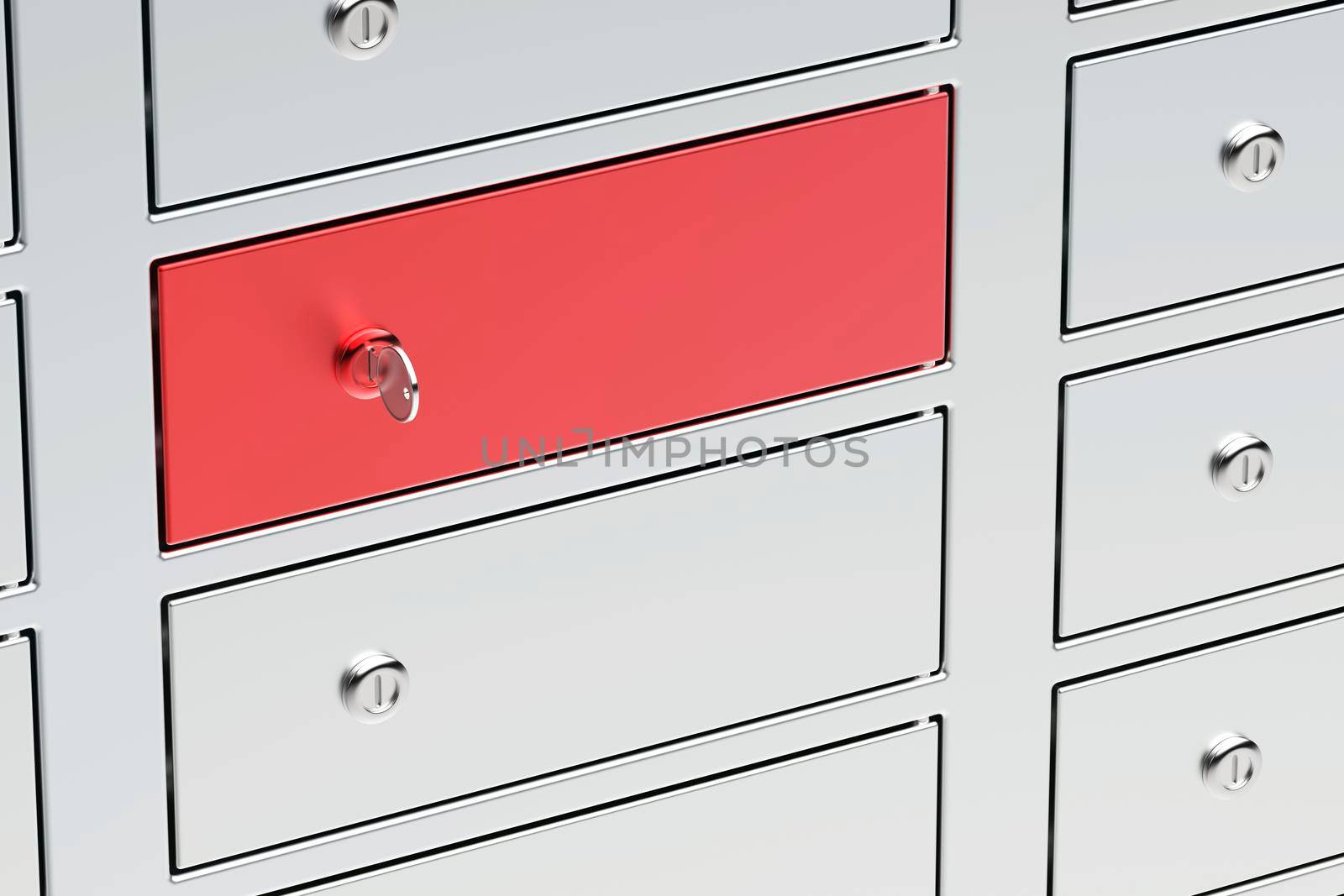 Unlocking the selected bank safety deposit box