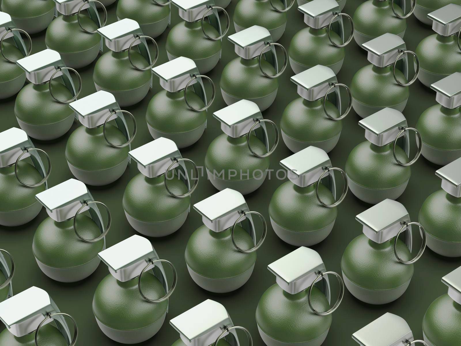 Many rows with hand grenades