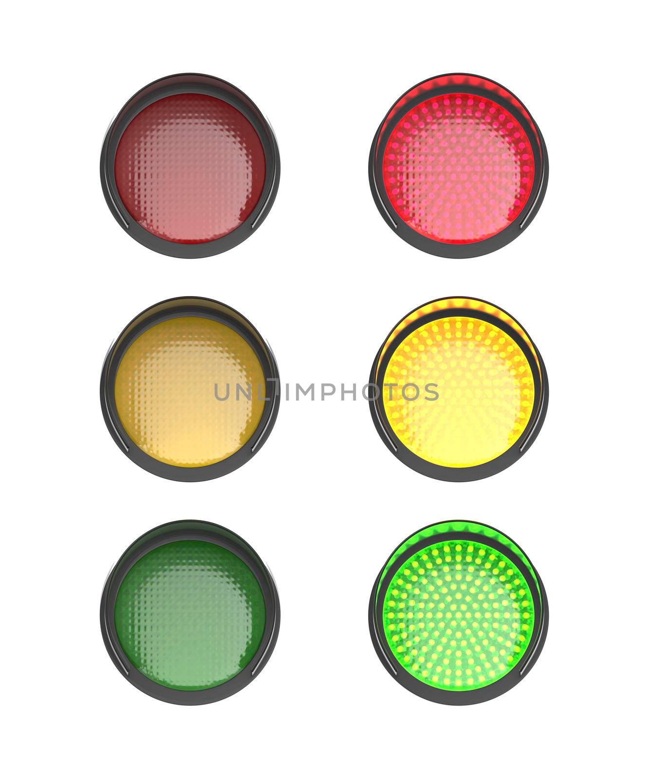 Red, yellow and green traffic lights