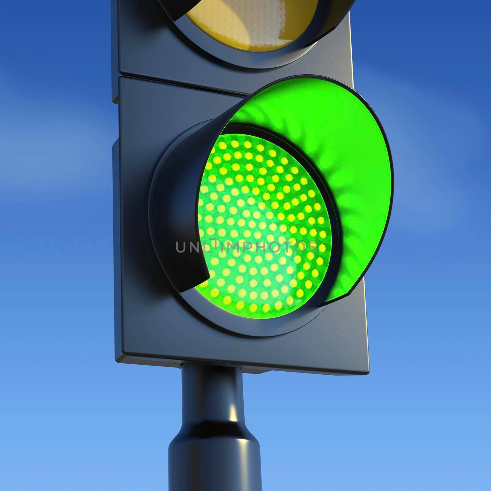 Traffic light with green light on