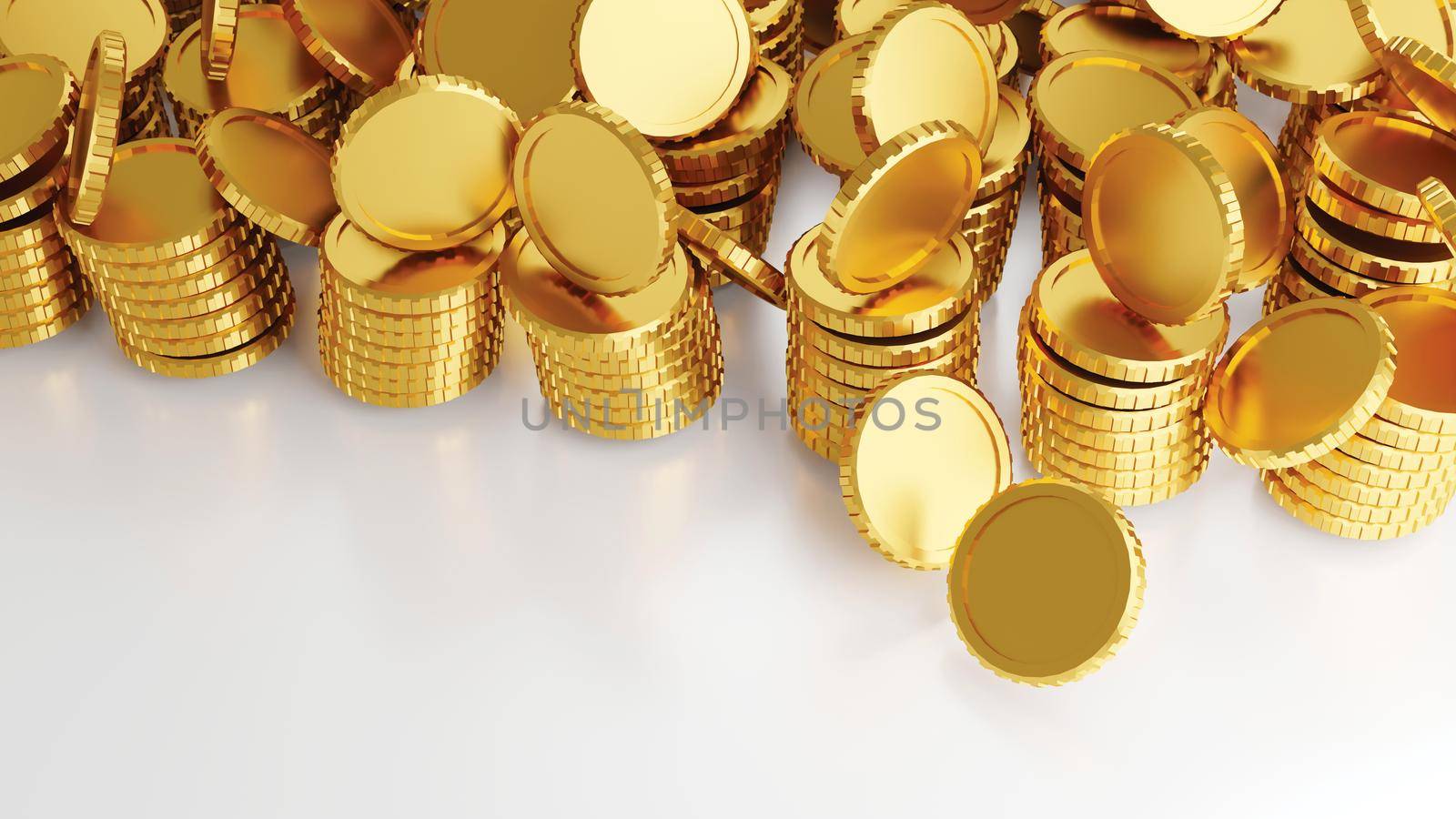 Gold coin on white background 3D render by Myimagine