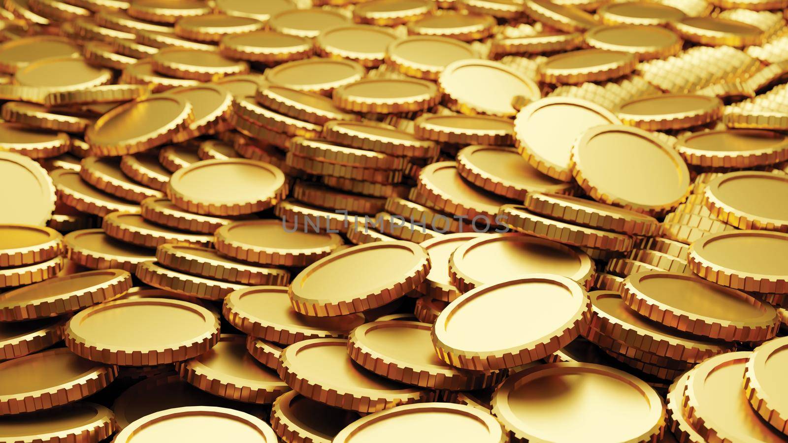 Gold coin background 3D render by Myimagine