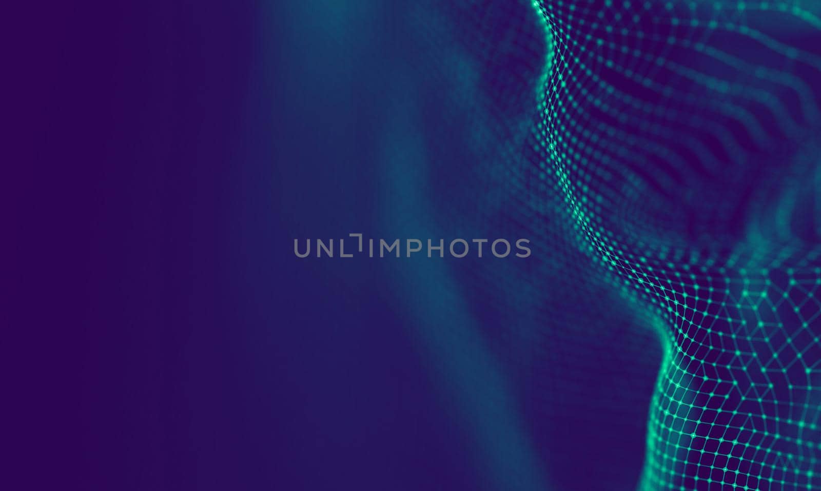 Abstract Blue Geometrical Particles on Purple Background . Connection structure. Science blue background. Futuristic Technology HUD Element . onnecting dots and lines . Big data and Business by DmytroRazinkov